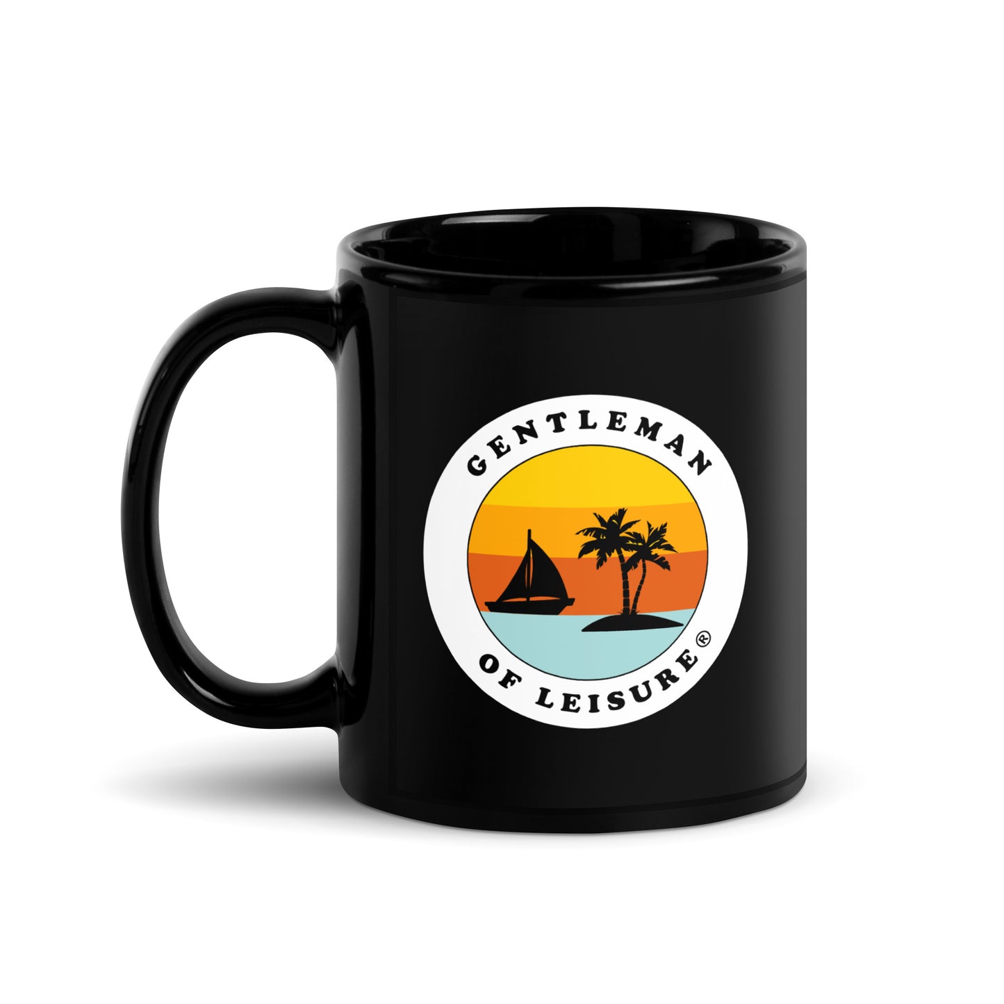 Gentleman of Leisure - Black Glossy Mug - (white logo)