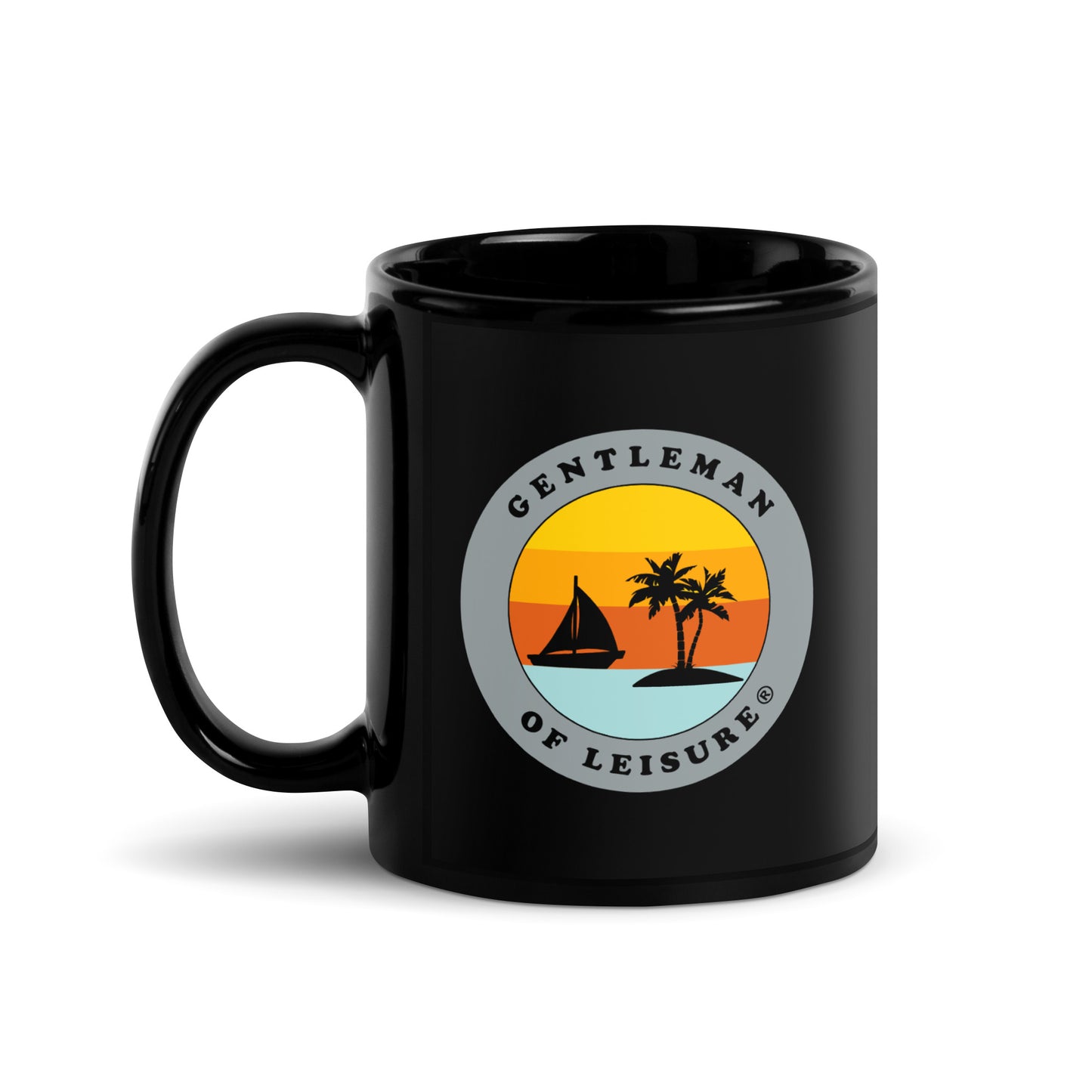 Gentleman of Leisure - Black Glossy Mug - (gray logo)