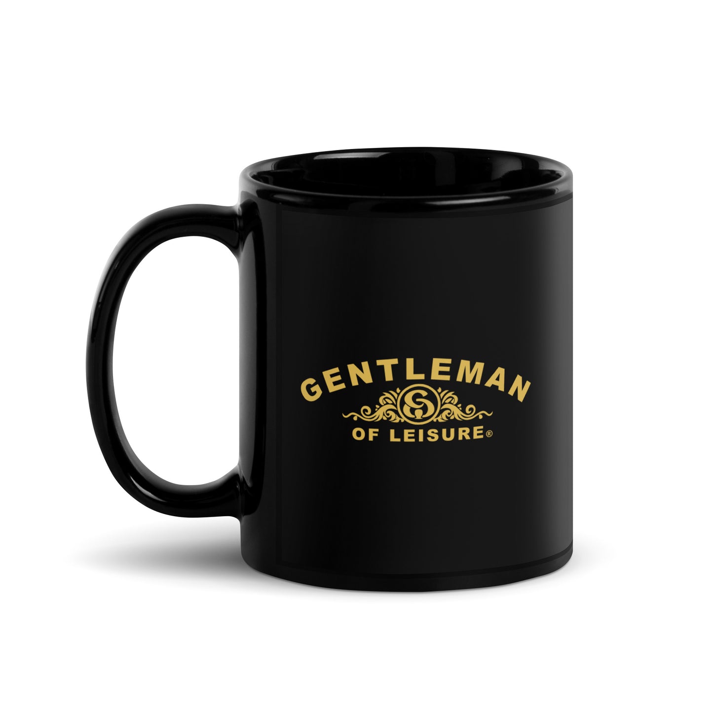 Gentleman of Leisure - Black Glossy Mug - (gold crest)