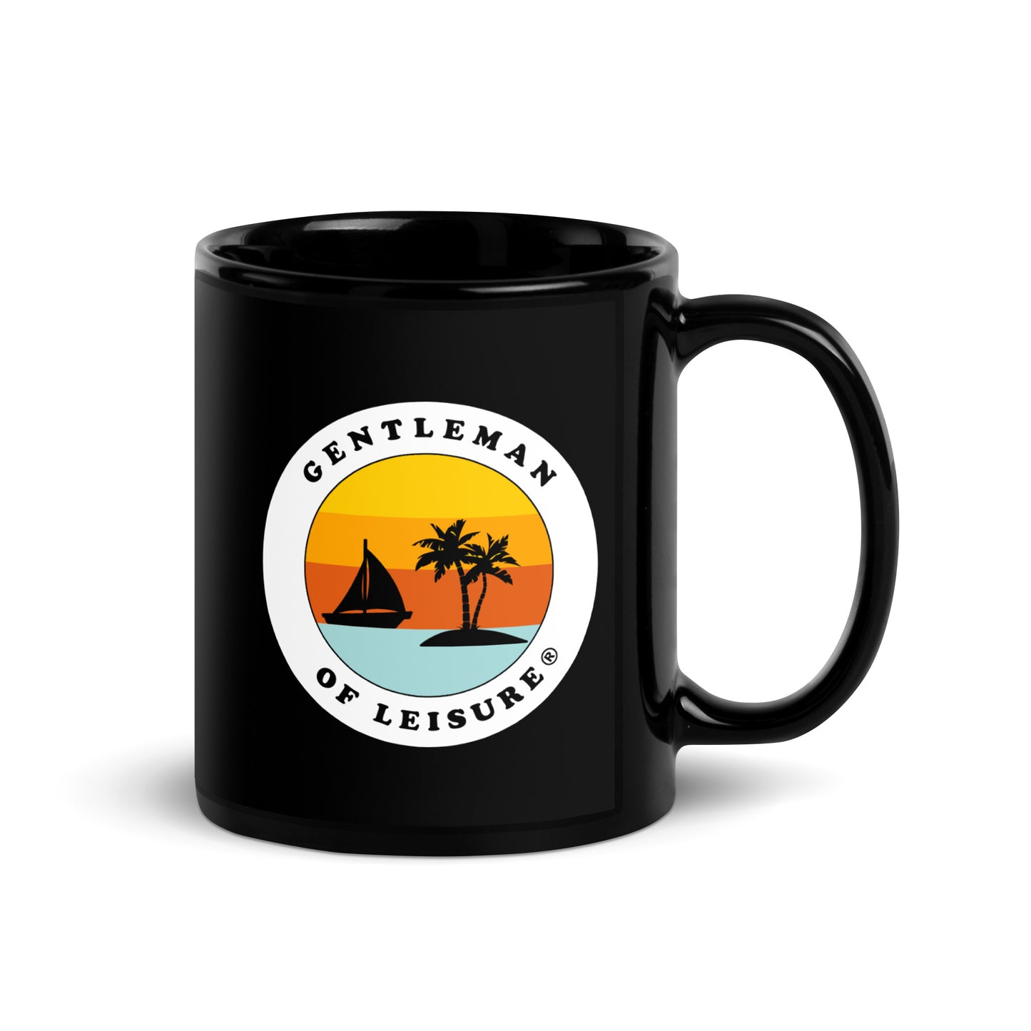 Gentleman of Leisure - Black Glossy Mug - (white logo)
