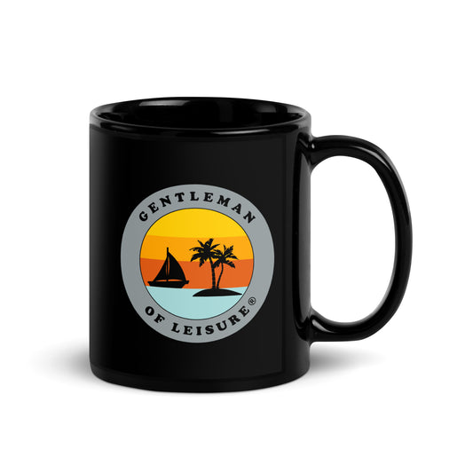 Gentleman of Leisure - Black Glossy Mug - (gray logo)