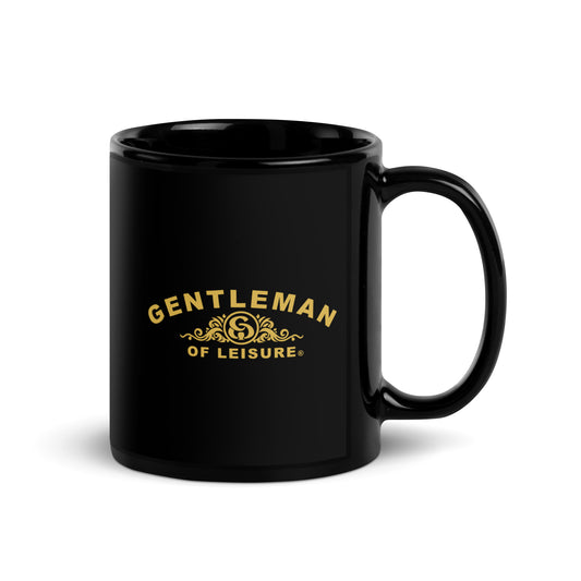 Gentleman of Leisure - Black Glossy Mug - (gold crest)