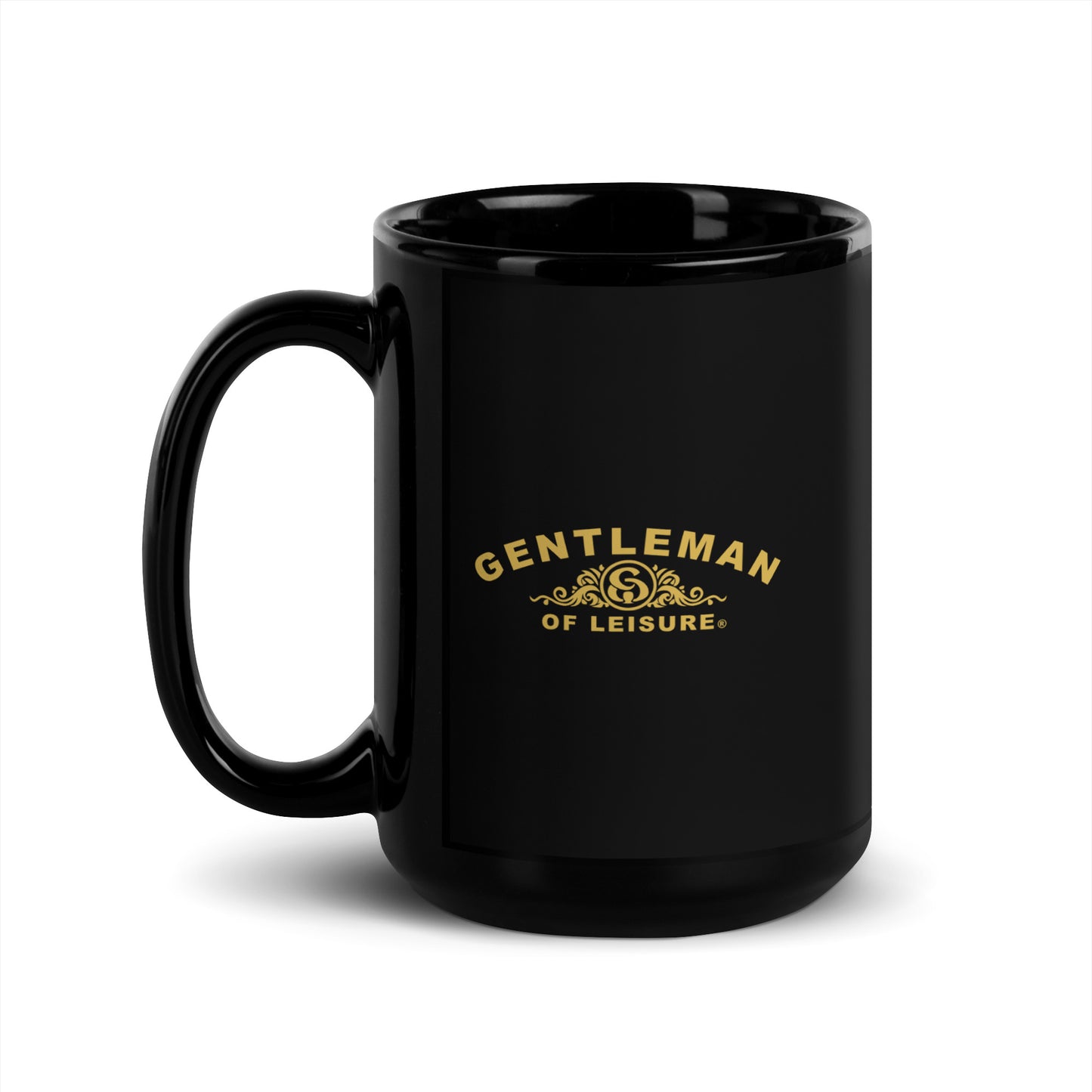 Gentleman of Leisure - Black Glossy Mug (gold crest)