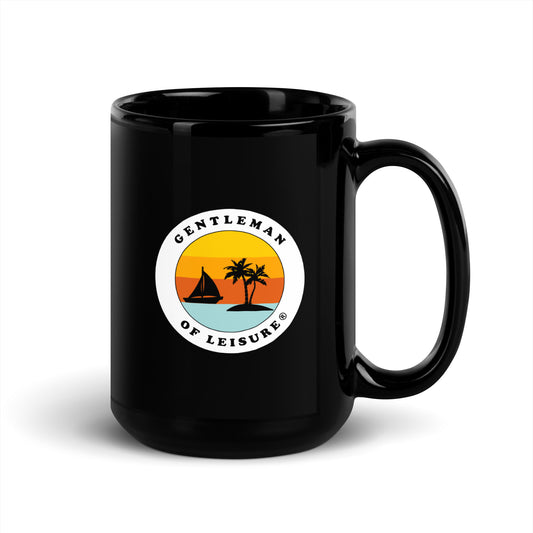 Gentleman of Leisure - Black Glossy Mug - (white logo)