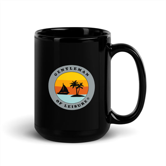 Gentleman of Leisure - Black Glossy Mug - (gray logo)