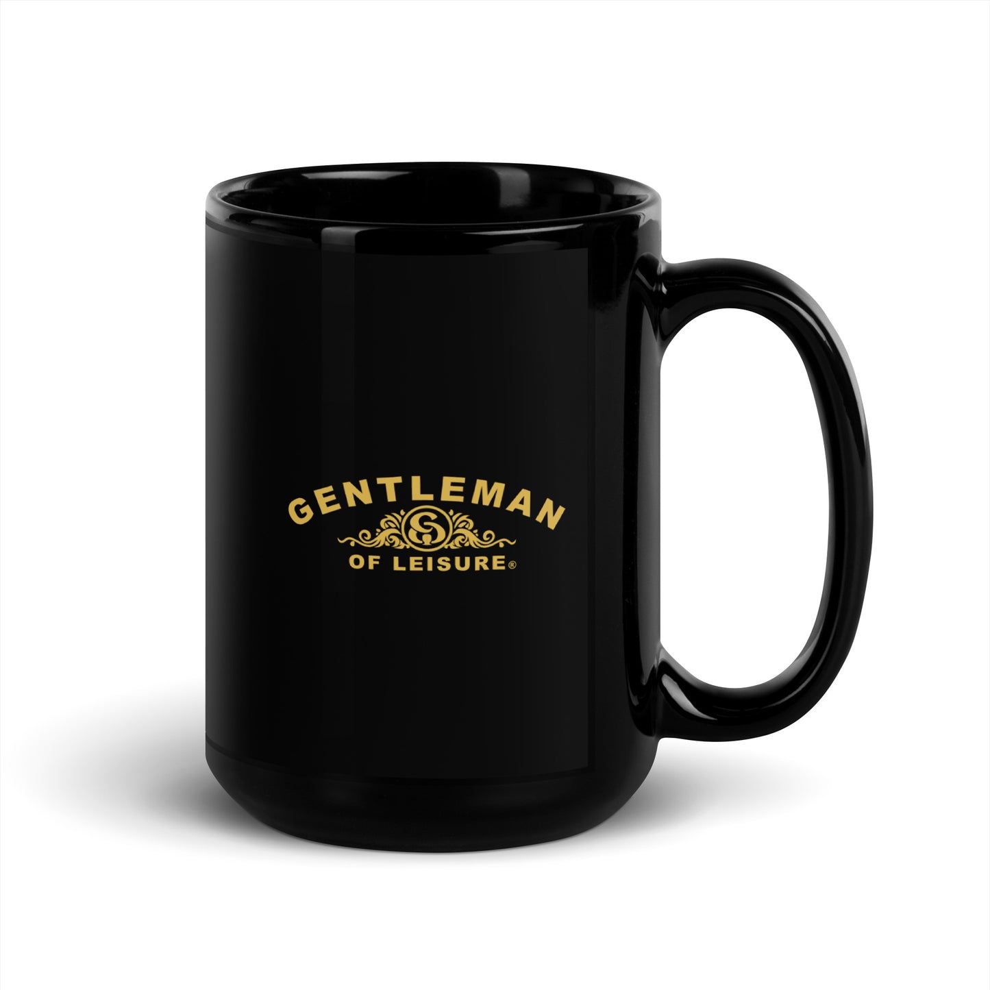 Gentleman of Leisure - Black Glossy Mug (gold crest)