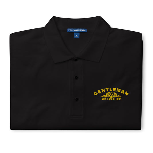 Gentleman of Leisure - Men's Premium Polo - (gold logo)