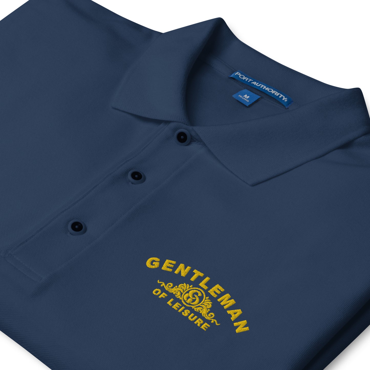 Gentleman of Leisure - Men's Premium Polo - (gold logo)