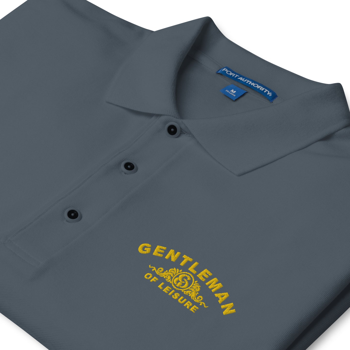 Gentleman of Leisure - Men's Premium Polo - (gold logo)