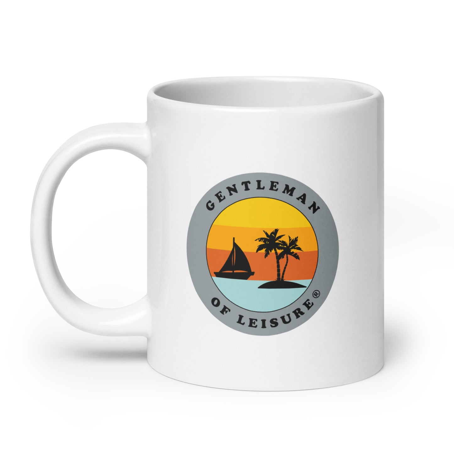 Gentleman of Lesiure - White glossy mug - (gray logo)